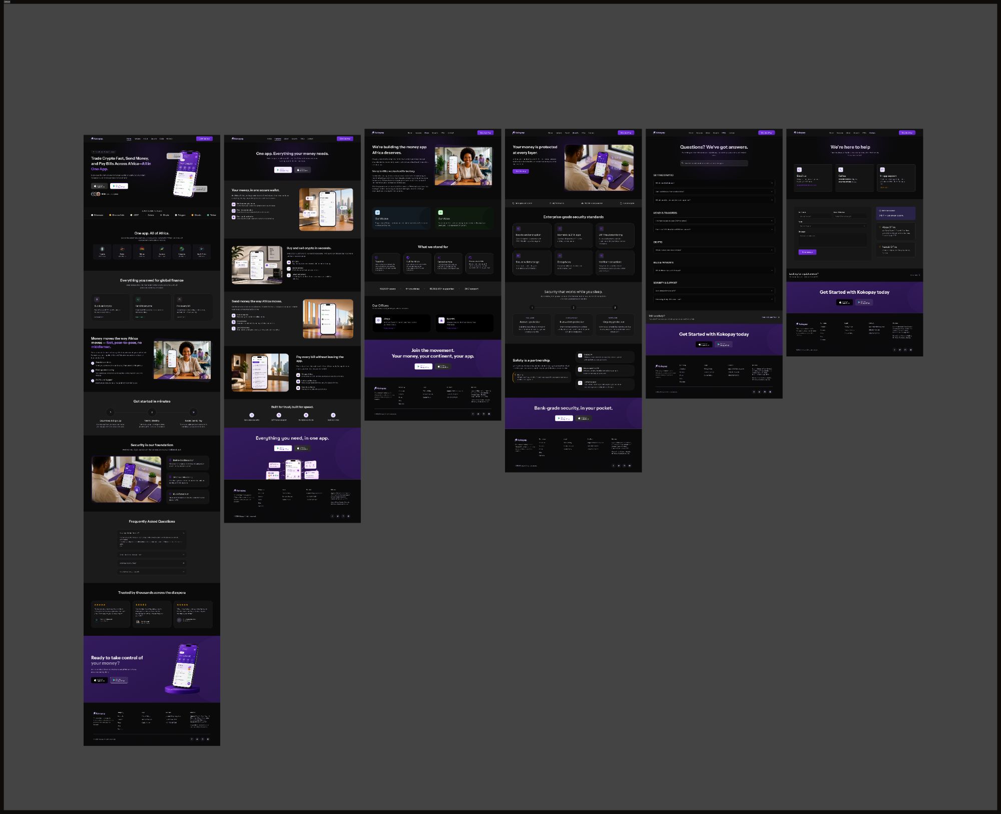 Kokopay website redesign, dark mode
